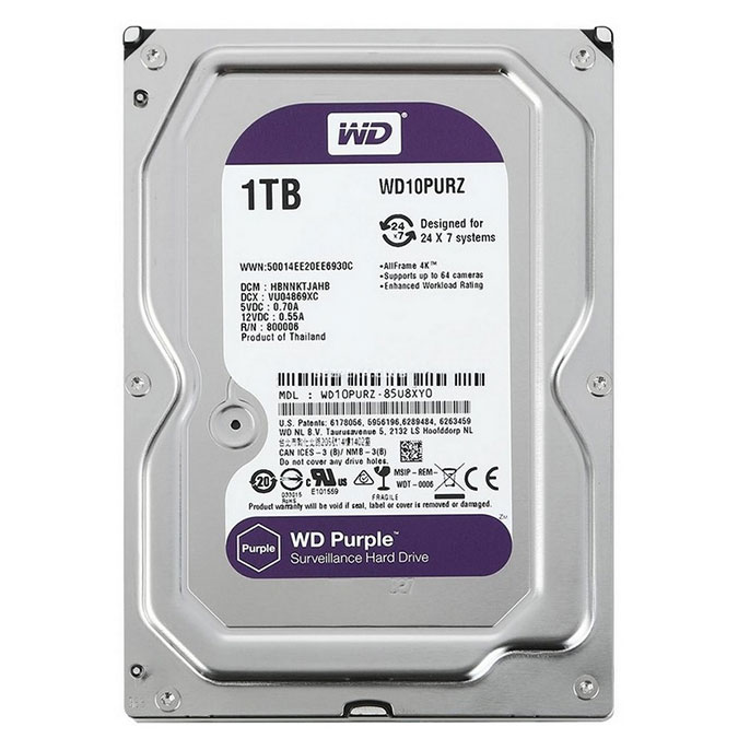 هارددیسک اینترنال وسترن دیجیتال سری Purple ظرفیت ۱ ترابایت